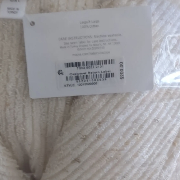 Hotel Collection Speckle Cotton Bath Robe Large / XL Natural 100% Cotto Inch 43 - Picture 3 of 3